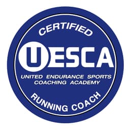 UESCA certified running coach badge.